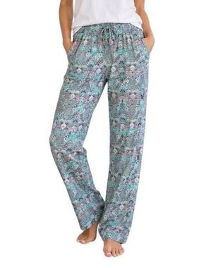 BLACK Butterfly Women's Turquoise/Pink Drawstring Pajama Lounge Pants NEW